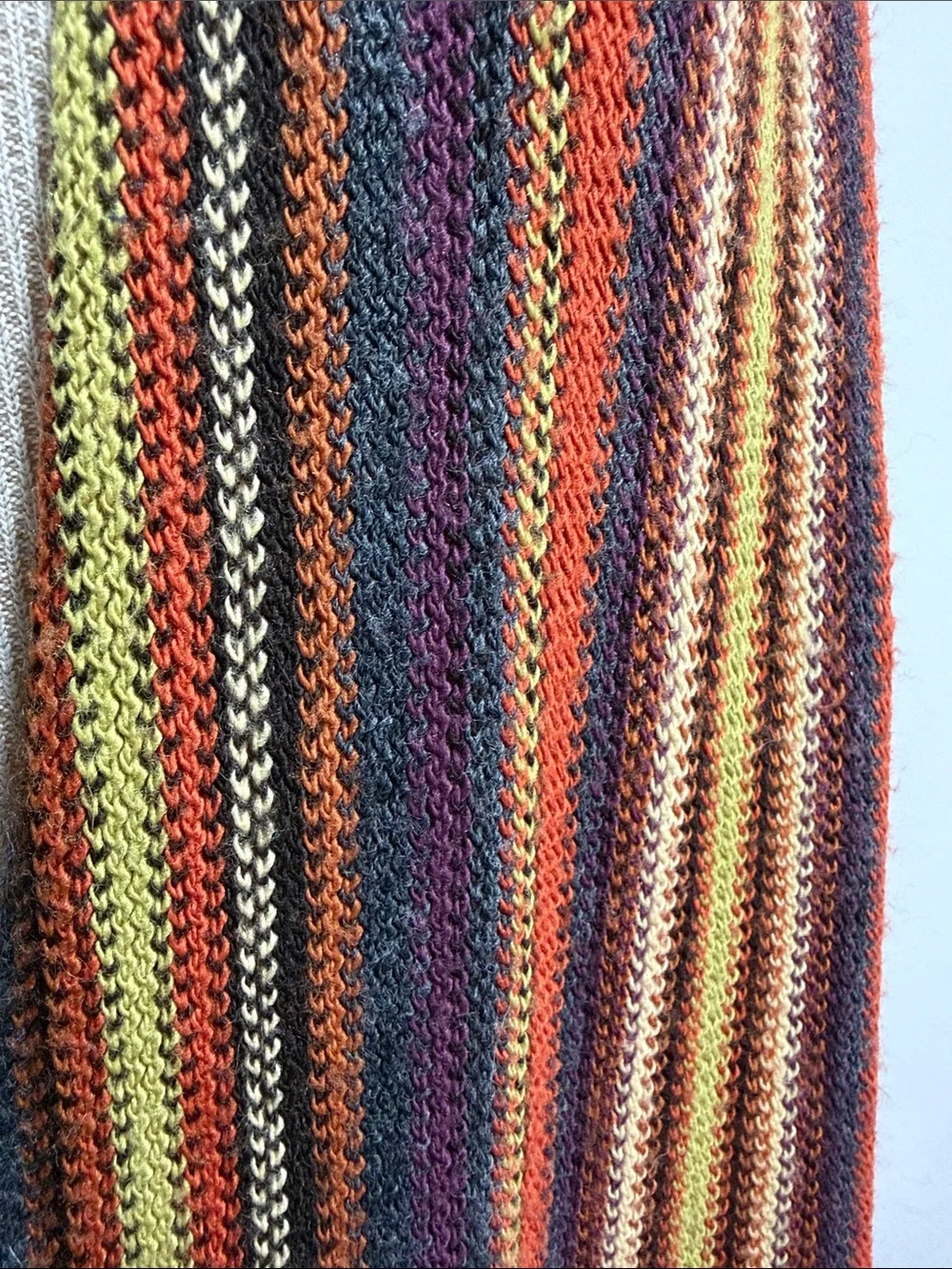 Knit Multicolor Scarf with Fringe Earth Tones Fall Winter Unisex